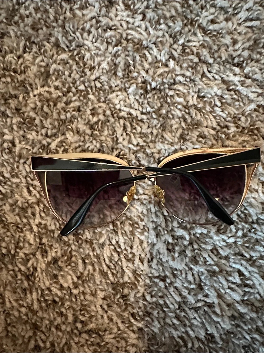 Barton Perreira Black Cat-Eye Sunglasses with Gold Trim